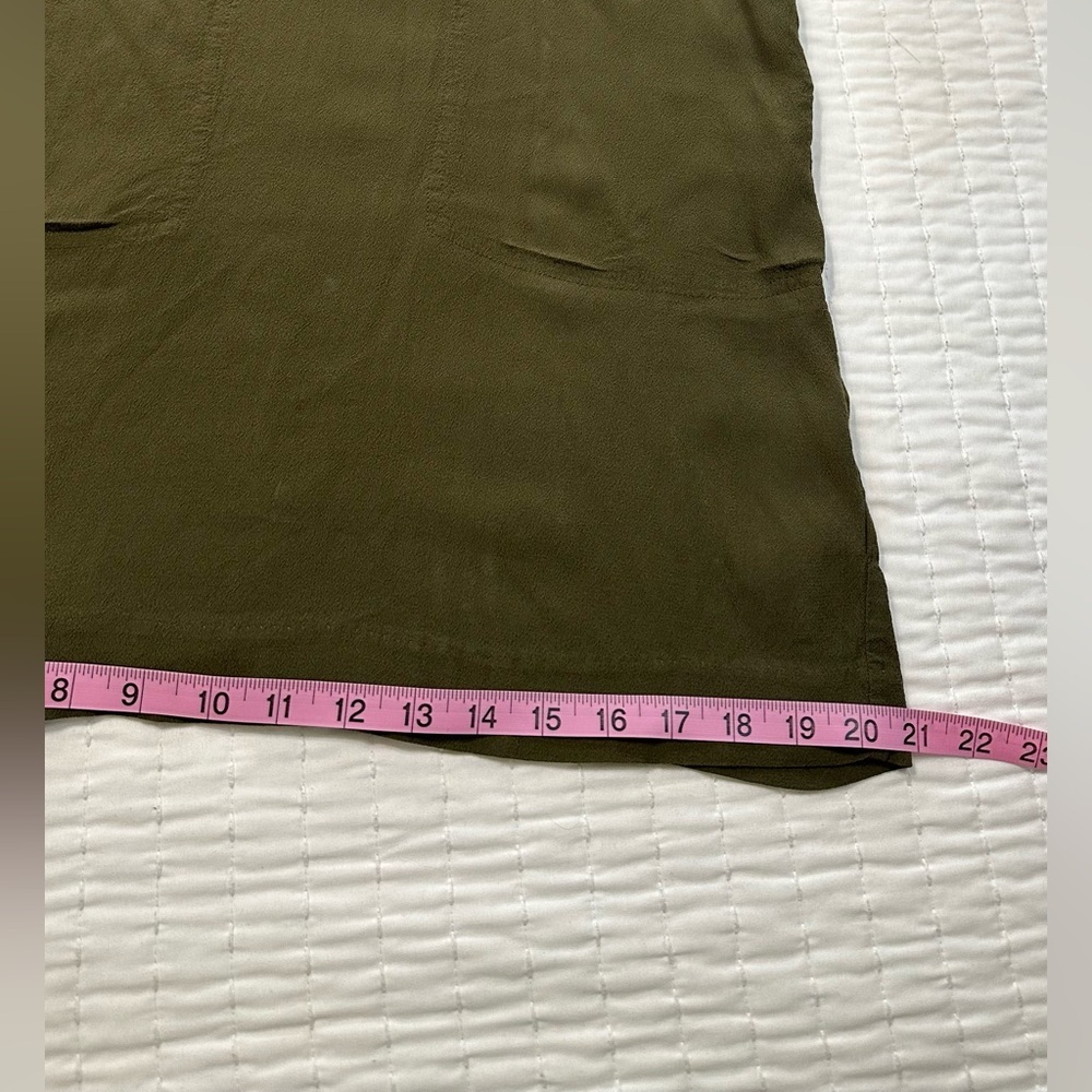 Madewell Green Olive Mini Dress V-Neck Button Back Size S - Picture 6 of 14